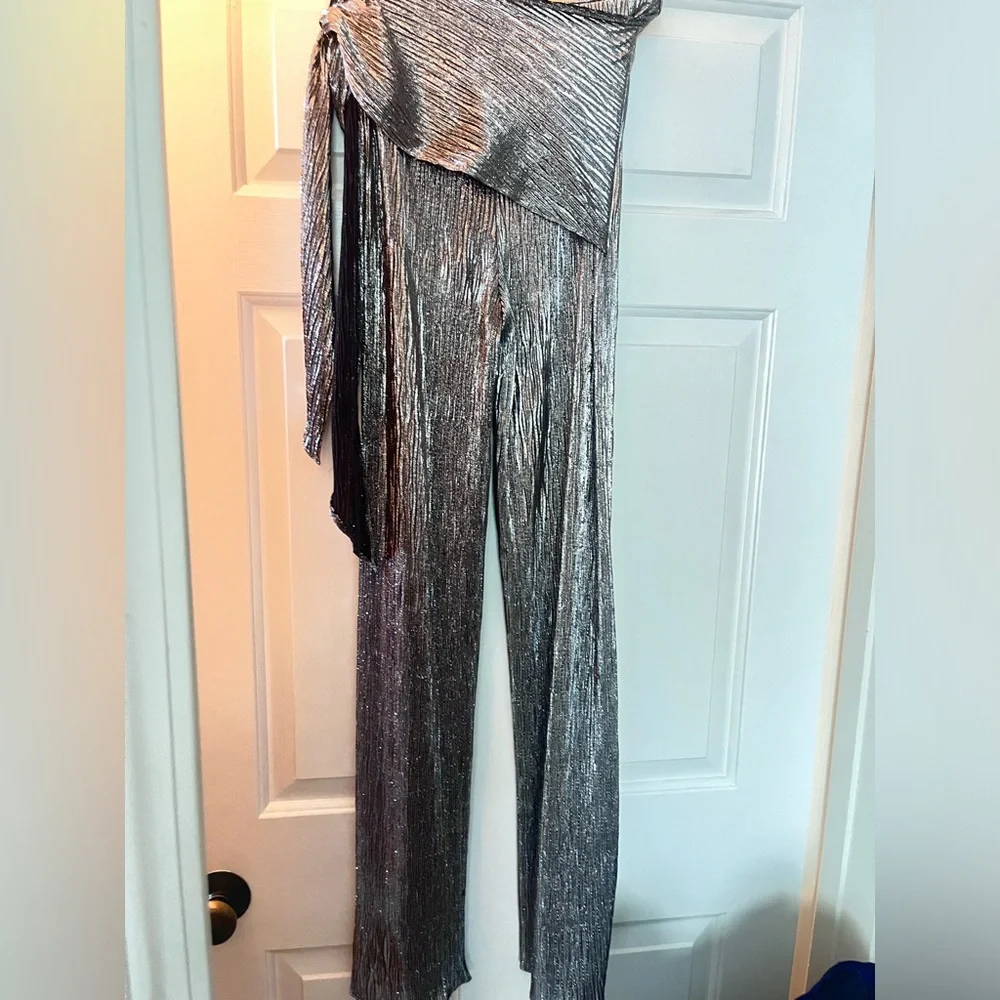 Zara Metallic Silver Wrap Pants - Picture 12 of 16